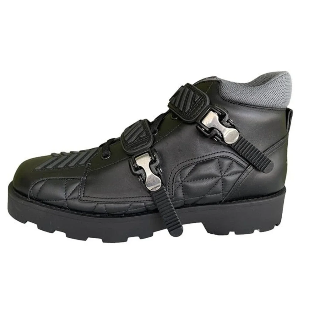 Gucci 718665 Black‎ Leather Quebec Hi-top Calf Men's Sneakers Shoe, Size G 11